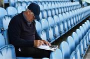 30 May 2021; Stadium announcer John Hopkins finalises his notes before the Allianz Football League Division 2 North Round 3 match between Mayo and Meath at Elverys MacHale Park in Castlebar, Mayo. Photo by Sam Barnes/Sportsfile
