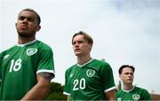 30 May 2021; Republic of Ireland players, from left, Tyreik Wright, Ryan Johansson and Louie Watson before the U21 international friendly match between Switzerland and Republic of Ireland at Dama de Noche Football Centre in Marbella, Spain. Photo by Stephen McCarthy/Sportsfile