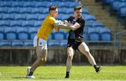 30 May 2021; Matthew Ruane of Mayo in action against Cathal Hickey of Meath during the Allianz Football League Division 2 North Round 3 match between Mayo and Meath at Elverys MacHale Park in Castlebar, Mayo. Photo by Sam Barnes/Sportsfile