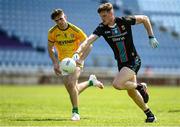 30 May 2021; Matthew Ruane of Mayo in action against Cathal Hickey of Meath during the Allianz Football League Division 2 North Round 3 match between Mayo and Meath at Elverys MacHale Park in Castlebar, Mayo. Photo by Sam Barnes/Sportsfile