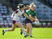 30 May 2021; Lorraine Duncan of Westmeath in action against Jemma Burke of Galway during the Lidl Ladies National Football League Division 1A Round 2 match between Galway and Westmeath at Pearse Stadium in Galway. Photo by Eóin Noonan/Sportsfile