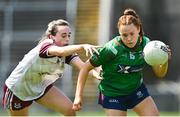 30 May 2021; Sarah Dillon of Westmeath in action against Eva Noone of Galway during the Lidl Ladies National Football League Division 1A Round 2 match between Galway and Westmeath at Pearse Stadium in Galway. Photo by Eóin Noonan/Sportsfile