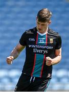 30 May 2021; James Carr of Mayo celebrates after scoring his side's third goal during the Allianz Football League Division 2 North Round 3 match between Mayo and Meath at Elverys MacHale Park in Castlebar, Mayo. Photo by Sam Barnes/Sportsfile