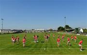 30 May 2021; Louth players warm-up before their Allianz Football League Division 4 North Round 3 match against Sligo at Geraldines Club in Haggardstown, Louth. Photo by Seb Daly/Sportsfile