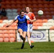 30 May 2021; Shauna Coyle of Monaghan in action against Fionnuala McKenna of Armagh during the Lidl Ladies National Football League Division 2B Round 2 match between Armagh and Monaghan at the Athletic Grounds in Armagh. Photo by Philip Fitzpatrick/Sportsfile