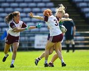 30 May 2021; Lorraine Duncan of Westmeath is tackled by Sarah Ní Loingsigh of Galway during the Lidl Ladies National Football League Division 1A Round 2 match between Galway and Westmeath at Pearse Stadium in Galway. Photo by Eóin Noonan/Sportsfile