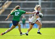 30 May 2021; Hannah Noone of Galway in action against Anna Jones of Westmeath during the Lidl Ladies National Football League Division 1A Round 2 match between Galway and Westmeath at Pearse Stadium in Galway. Photo by Eóin Noonan/Sportsfile