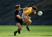 30 May 2021; Seamus Lavin of Meath is tackled by Aidan O'Shea of Mayo during the Allianz Football League Division 2 North Round 3 match between Mayo and Meath at Elverys MacHale Park in Castlebar, Mayo. Photo by Sam Barnes/Sportsfile