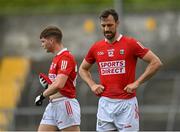 30 May 2021; Kevin O'Driscoll, right and Cathail O'Mahony of Cork react after the Allianz Football League Division 2 South Round 3 match between Clare and Cork at Cusack Park in Ennis, Clare. Photo by Harry Murphy/Sportsfile