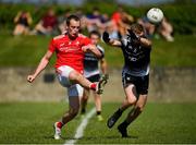 30 May 2021; Eoghan Callaghan of Louth in action against Seán Power of Sligo during the Allianz Football League Division 4 North Round 3 match between Louth and Sligo at Geraldines Club in Haggardstown, Louth. Photo by Seb Daly/Sportsfile