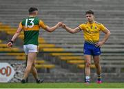 30 May 2021; Conor Hussey of Roscommon and David Clifford of Kerry fist bump after the Allianz Football League Division 1 South Round 3 match between Roscommon and Kerry at Dr Hyde Park in Roscommon. Photo by Brendan Moran/Sportsfile