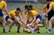 30 May 2021; Tony Brosnan of Kerry in action against Conor Hussey, left, and David Murray of Roscommon during the Allianz Football League Division 1 South Round 3 match between Roscommon and Kerry at Dr Hyde Park in Roscommon. Photo by Brendan Moran/Sportsfile