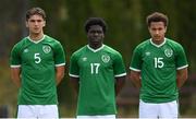30 May 2021; Republic of Ireland players, from left, Oisin McEntee, Festy Ebosele and Lewis Richards before the U21 international friendly match between Switzerland and Republic of Ireland at Dama de Noche Football Centre in Marbella, Spain. Photo by Stephen McCarthy/Sportsfile