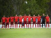 30 May 2021; Switzerland players stand for the playing of the National Anthem before the U21 international friendly match between Switzerland and Republic of Ireland at Dama de Noche Football Centre in Marbella, Spain. Photo by Stephen McCarthy/Sportsfile