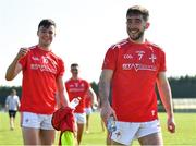 30 May 2021; Eoghan Callaghan, right, and Liam Jackson of Louth following their side's victory over Sligo in their Allianz Football League Division 4 North Round 3 match at Geraldines Club in Haggardstown, Louth. Photo by Seb Daly/Sportsfile