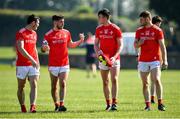 30 May 2021; Louth players, from left, Dan Corcoran, Eoghan Callaghan, Liam Jackson and Niall Sharkey following their side's victory over Sligo in their Allianz Football League Division 4 North Round 3 match at Geraldines Club in Haggardstown, Louth. Photo by Seb Daly/Sportsfile