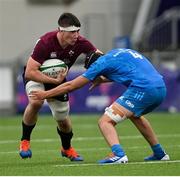 28 May 2021; Harry Sheridan of Ireland U20 is tackled by Mark Morrissey of Leinster A during the match between Ireland U20 and Leinster A at Energia Park in Dublin. Photo by Ramsey Cardy/Sportsfile
