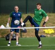 31 May 2021; Goalkeeper Mark Travers and goalkeeping coach Dean Kiely, left, during a Republic of Ireland training session at PGA Catalunya Resort in Girona, Spain. Photo by Stephen McCarthy/Sportsfile