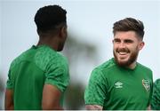 31 May 2021; Ryan Manning and Chiedozie Ogbene, left, during a Republic of Ireland training session at PGA Catalunya Resort in Girona, Spain. Photo by Stephen McCarthy/Sportsfile