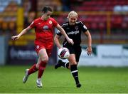 29 May 2021; Emily Whelan of Shelbourne in action against Nicola Sinnott of Wexford Youths during the SSE Airtricity Women's National League match between Shelbourne and Wexford Youths at Tolka Park in Dublin. Photo by Piaras Ó Mídheach/Sportsfile
