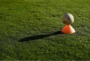 29 May 2021; A general view of a football on the pitch during the Armagh warm-up before the Allianz Football League Division 1 North Round 3 match between Armagh and Donegal at the Athletic Grounds in Armagh. Photo by Piaras Ó Mídheach/Sportsfile