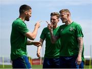 1 June 2021; Players, from left, Matt Doherty, Ronan Curtis and James McClean during a Republic of Ireland training session at PGA Catalunya Resort in Girona, Spain. Photo by Stephen McCarthy/Sportsfile