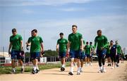 1 June 2021; Ronan Curtis and team-mates arrive for a Republic of Ireland training session at PGA Catalunya Resort in Girona, Spain. Photo by Stephen McCarthy/Sportsfile