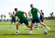 1 June 2021; Conor Hourihane and John Egan, left, during a Republic of Ireland training session at PGA Catalunya Resort in Girona, Spain. Photo by Stephen McCarthy/Sportsfile