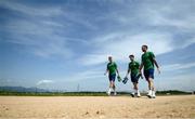 1 June 2021; Players, from left, James McClean, Harry Arter and Shane Duffy arrive for a Republic of Ireland training session at PGA Catalunya Resort in Girona, Spain. Photo by Stephen McCarthy/Sportsfile