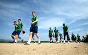 1 June 2021; Ronan Curtis and team-mates arrive for a Republic of Ireland training session at PGA Catalunya Resort in Girona, Spain. Photo by Stephen McCarthy/Sportsfile