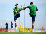 1 June 2021; James McClean, left, and Andrew Omobamidele during a Republic of Ireland training session at PGA Catalunya Resort in Girona, Spain. Photo by Stephen McCarthy/Sportsfile