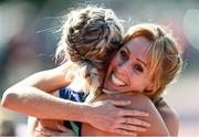 29 May 2021; Phillippa Millage of Scotland, right, congratulates Alexandra Bell of Pudsey and Bramley AC, England, after she won the Women's 800m A event during the Belfast Irish Milers' Meeting at Mary Peters Track in Belfast. Photo by Sam Barnes/Sportsfile