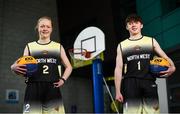 2 June 2021; Ireland U18 internationals Maria Kealy and Conor Heraghty at the launch of Basketball Ireland’s nationwide '3x3 Roadshow' at LYIT in Letterkenny, as basketball prepares to return to competitive action on June 7th. Photo by David Fitzgerald/Sportsfile