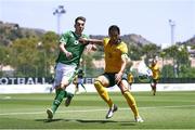 2 June 2021; Gabriel Isaac Cleur of Australia in action against Conor Nos of Republic of Ireland during the U21 International friendly match between Australia and Republic of Ireland at Marbella Football Centre in Marbella, Spain. Photo by Mateo Villalba Sanchez/Sportsfile
