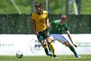 2 June 2021; Marc Ante Tokich of Australia in action against Gavin Kilkenny of Republic of Ireland during the U21 International friendly match between Australia and Republic of Ireland at Marbella Football Centre in Marbella, Spain. Photo by Mateo Villalba Sanchez/Sportsfile