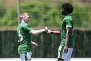 2 June 2021; Ross Tierney, left, of Republic of Ireland celebrates his goal with team-mate Joshua Kayode during the U21 International friendly match between Australia and Republic of Ireland at Marbella Football Centre in Marbella, Spain. Photo by Mateo Villalba Sanchez/Sportsfile