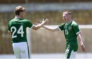 2 June 2021; Ross Tierney, right, of Republic of Ireland celebrates with team-mate Luca Connell after the U21 International friendly match between Australia and Republic of Ireland at Marbella Football Centre in Marbella, Spain. Photo by Mateo Villalba Sanchez/Sportsfile