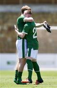2 June 2021; Ross Tierney, right, of Republic of Ireland celebrates with team-mate Luca Connell after the U21 International friendly match between Australia and Republic of Ireland at Marbella Football Centre in Marbella, Spain. Photo by Mateo Villalba Sanchez/Sportsfile