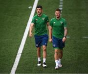 2 June 2021; John Egan, left, and James Collins before a Republic of Ireland training session at Estadi Nacional in Andorra. Photo by Stephen McCarthy/Sportsfile