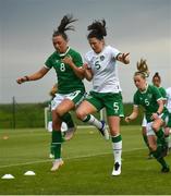 2 June 2021; Katie McCabe, left, and Niamh Fahey during a Republic of Ireland home-based training session at FAI Headquarters in Abbotstown, Dublin. Photo by David Fitzgerald/Sportsfile