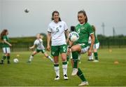 2 June 2021; Katie McCabe, right, and Niamh Fahey during a Republic of Ireland home-based training session at FAI Headquarters in Abbotstown, Dublin. Photo by David Fitzgerald/Sportsfile