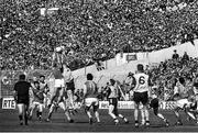 2 June 1991; Liam Hayes of Meath and Jack Sheedy of Dublin contest a kickout during the Leinster Senior Football Championship Preliminary Round match between Dublin and Meath at Croke Park in Dublin. Photo by Ray McManus/Sportsfile