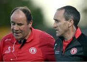 29 May 2021; Tyrone joint-managers Brian Dooher, right, and Feargal Logan during the Allianz Football League Division 1 North Round 3 match between Tyrone and Monaghan at Healy Park in Omagh, Tyrone. Photo by David Fitzgerald/Sportsfile