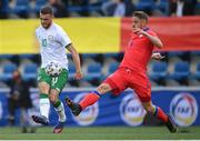 3 June 2021; Troy Parrott of Republic of Ireland in action against Marc Rebés of Andorra during the International friendly match between Andorra and Republic of Ireland at Estadi Nacional in Andorra. Photo by Stephen McCarthy/Sportsfile