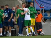 3 June 2021; Republic of Ireland manager Stephen Kenny and Harry Arter of Republic of Ireland embrace after the International friendly match between Andorra and Republic of Ireland at Estadi Nacional in Andorra. Photo by Stephen McCarthy/Sportsfile
