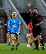 29 May 2021; Caoimhe O'Connor of Dublin is sin binned by referee Seamus Mulvihill during the Lidl Ladies National Football League Division 1B Round 1 match between Cork and Dublin at Páirc Ui Chaoimh in Cork. Photo by Eóin Noonan/Sportsfile