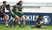 4 June 2021; Bundee Aki of Connacht goes over to score his side's second try during the Guinness PRO14 Rainbow Cup match between Connacht and Ospreys at The Sportsground in Galway. Photo by Sam Barnes/Sportsfile