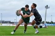 4 June 2021; Peter Sullivan of Connacht in action against Rhys Webb of Ospreys during the Guinness PRO14 Rainbow Cup match between Connacht and Ospreys at The Sportsground in Galway. Photo by Sam Barnes/Sportsfile