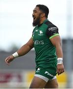 4 June 2021; Bundee Aki of Connacht celebrates defensive work by team-mate Jack Carty, that resulted in a first-half turnover, during the Guinness PRO14 Rainbow Cup match between Connacht and Ospreys at The Sportsground in Galway. Photo by Piaras Ó Mídheach/Sportsfile