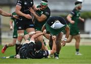 4 June 2021; Bundee Aki of Connacht plays on as Adam Beard of Ospreys pulls his jersey over his head during the Guinness PRO14 Rainbow Cup match between Connacht and Ospreys at The Sportsground in Galway. Photo by Piaras Ó Mídheach/Sportsfile